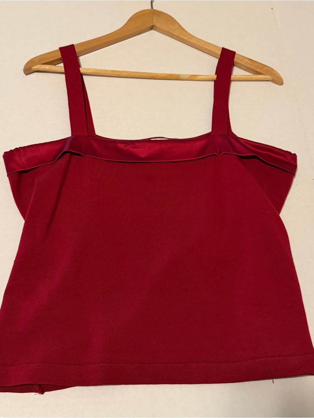 Cherry Red Satin-Trim Square Neck Cami Tank Top - Women